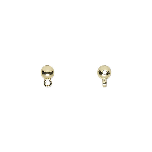 Bead, gold-finished "pewter" (zinc-based alloy), 4mm round with closed loop. Sold per pkg of 100. image number 0