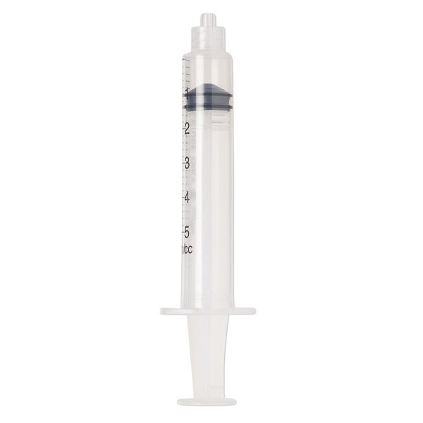 Syringe, plastic, clear and black, 3-2/3 x 1 inch, holds up to 5mL. Sold per pkg of 20. image number 0