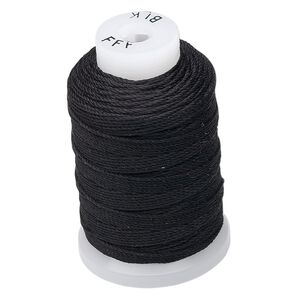 Thread, Purely Silk™, 3-ply, black, size FFF. Sold per 92-yard spool.