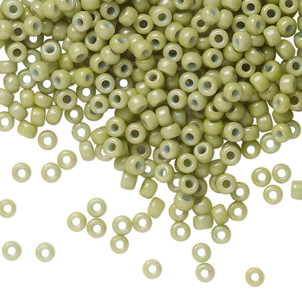 Seed bead, Miyuki, glass, pkg/50g, #8 rocaille, Duracoat® opaque outside dyed fennel, (RR-4473). image number 0