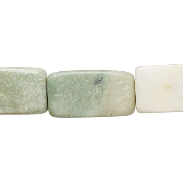 Bead, multi-serpentine (natural), green, 20x9mm-23x13mm square tube, D grade, Mohs hardness 2-1/2 to 6. Sold per 15" to 16" strand. image number 0