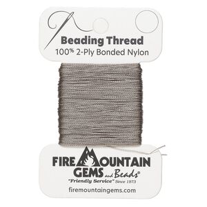 Thread, nylon, pewter, size AA. Sold per 50-yard card.