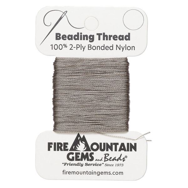 Thread, nylon, pewter, size AA. Sold per 50-yard card. image number 0