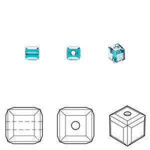Bead 288pk blue zircon, Swarovski® 4mm cube 5601