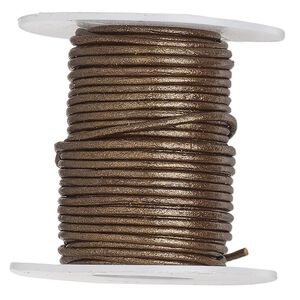 Cord, leather (coated), metallic bronze, 1-1.2mm. Sold per 25-yard spool.