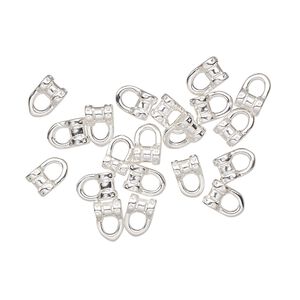 Crimp, silver-plated brass, 6x4mm tube with loop, 1.5mm inside diameter. Sold per pkg of 20.