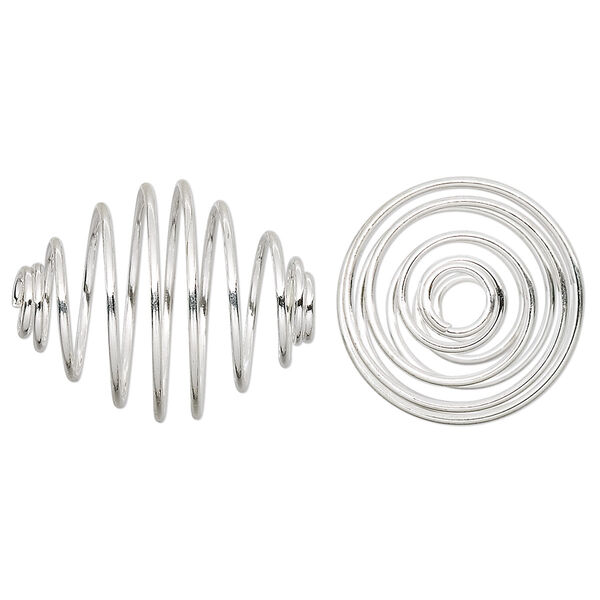 Bead cage, silver-plated steel, 21x17mm tapered oval. Sold per pkg of 100. image number 0
