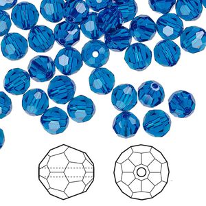 Bead 144pk Capri blue, Crystal Passions® 6mm round 5000