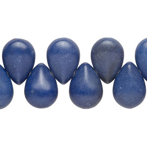 Bead, "howlite" (resin) (imitation) 1pkg1, dark blue, 14x10mm top-drilled puffed teardrop, 15 inches.