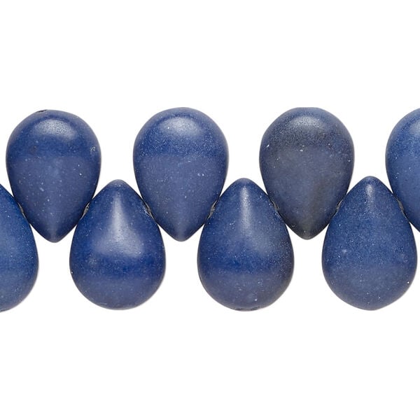 Bead, "howlite" (resin) (imitation) 1pkg1, dark blue, 14x10mm top-drilled puffed teardrop, 15 inches. image number 0