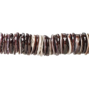 Bead, violet oyster shell (natural), pkg/16 inches, 10mm center-drilled heishi.