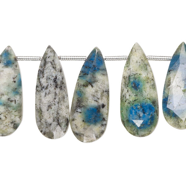 K2 "jasper" 1pkg19, hand-cut top-drilled faceted puffed teardrop bead natural B grade, 21x9mm-24x10mm image number 0
