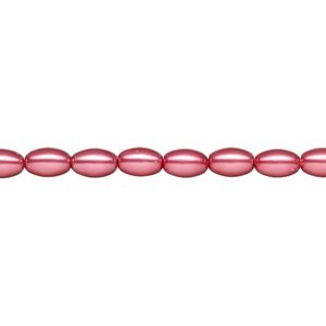 Pearl 1pk pink, Celestial Crystal® 6x4mm rice 15.5-16 inch