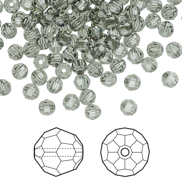Bead 720pk black diamond, Swarovski® 4mm round 5000 image number 0
