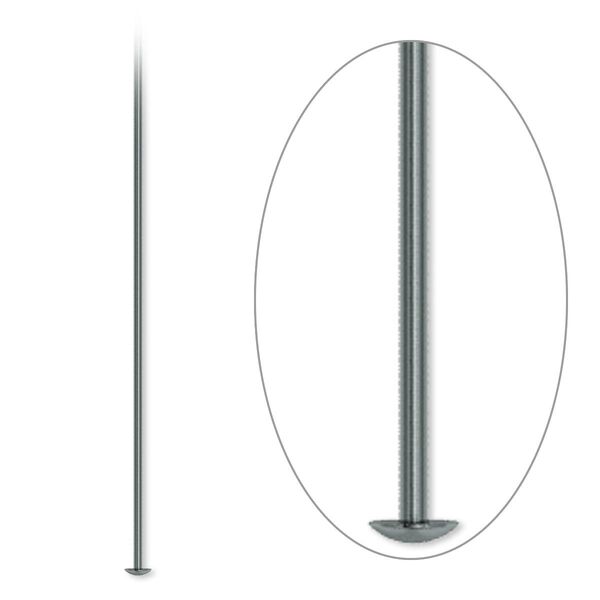 Head pin, gunmetal-plated brass, 3 inches, 21 gauge. Sold per pkg of 500. image number 0