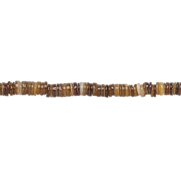 Bead, tagnipis shell (natural), 2-3mm hand-cut heishi, Mohs hardness 3-1/2. Sold per 15-1/2" to 16" strand. image number 0