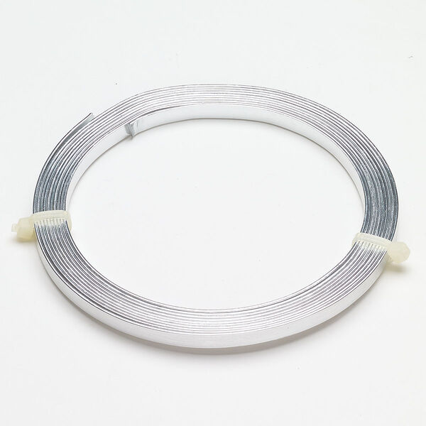 Wire, anodized aluminum, pkg/9 feet, 5mm flat, silver. image number 0