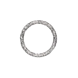 Jump ring, antiqued sterling silver, 18mm hammered round, 14.2mm inside diameter, 12 gauge. Sold Individually.