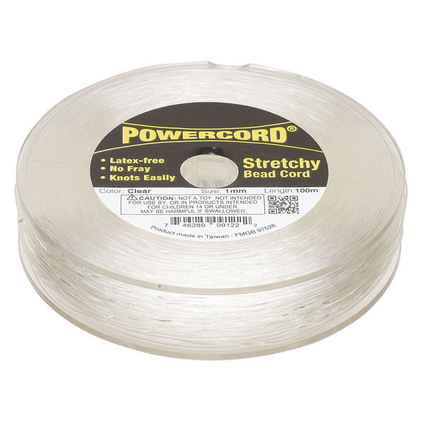 Powercord&reg; 1pkg1 no-fray elastic, clear, 1.0mm, 14-pound test, 100-meter spool. image number 0