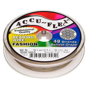 Beading wire, Accu-Flex&reg;, nylon and stainless steel, rose gold, 49 strand, 0.014-inch diameter. Sold per 30-foot spool.
