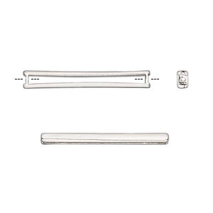 Bead, Delica®, bead frame, pewter, pkg/2, 26.5x3.5mm fits size 11/0 Delica seed beads setting rectangle, silver-plated (F0525/S).