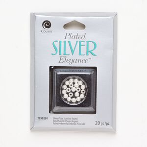 Copper 1pkg20, stardust round bead silver-plated 4mm