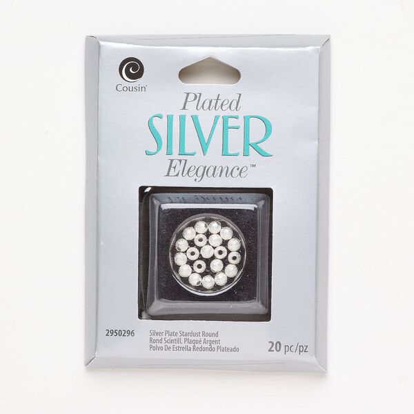 Copper 1pkg20, stardust round bead silver-plated 4mm image number 0