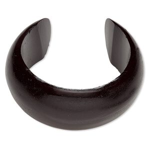 Bracelet, cuff, painted wood (waxed), black, 36mm wide hand-carved rounded band, 8 inches. Sold individually.