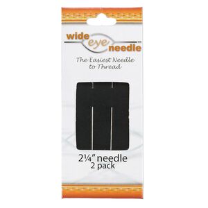 Needle, Wide-Eye Needle™, flexible, nickel-plated carbon steel, #12 medium, 2-1/4 inches with dual end-points. Sold per pkg of 2.