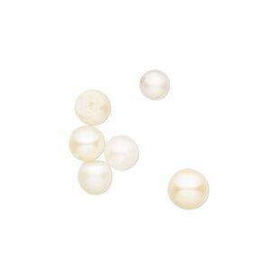 Pearl mix, cultured freshwater (bleached), white, 5-7mm semi-round, C+ grade, Mohs hardness 2-1/2 to 4. Sold per pkg of 6.