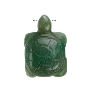 Green aventurine 1pkg1, top-drilled 3D turtle focal natural 28x17mm-32x20mm