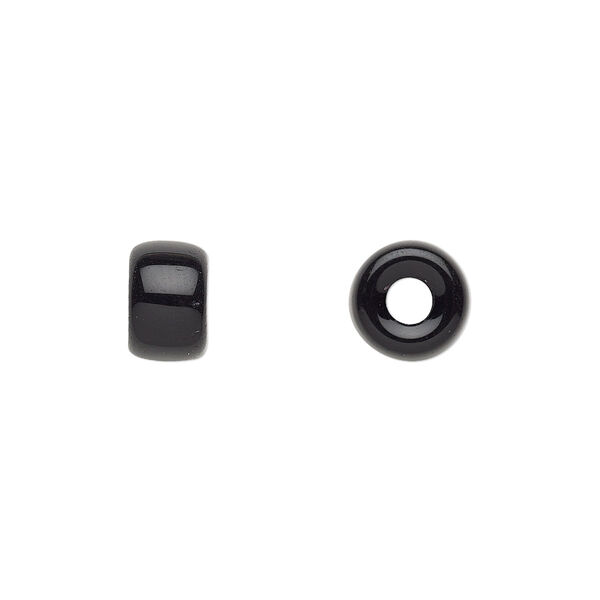 Bead, Czech pressed glass, opaque black, 9x6mm crow. Sold per 15-1/2" to 16" strand, approximately 70 beads. image number 0