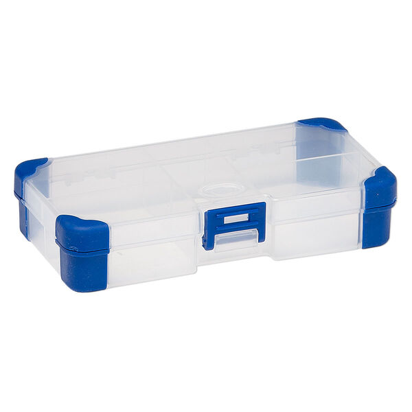 Organizer, acrylic and rubber, clear and blue, 5-1/2 x 2-3/4 x 1-1/4 inch rectangle, 5 compartments. Sold individually. image number 1