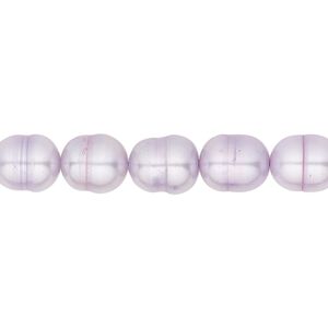 Pearl, cultured freshwater (dyed), lavender, 7-8mm rice, C grade, Mohs hardness 2-1/2 to 4. Sold per 16-inch strand.
