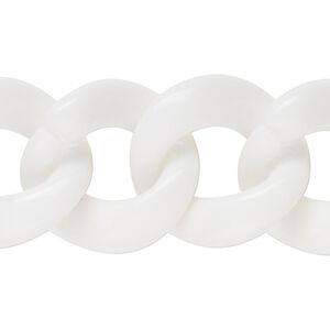 Chain, acrylic, pkg/14 inches, opaque white, 22-23mm curb.