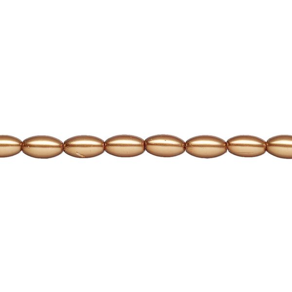 Pearl 1pk bright gold, Celestial Crystal® 6x3.5mm rice 15.5-16 inch image number 0