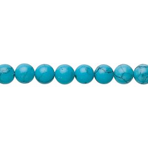 Bead, "turquoise" (resin) (imitation), 6mm round. Sold per 15-1/2" to 16" strand.