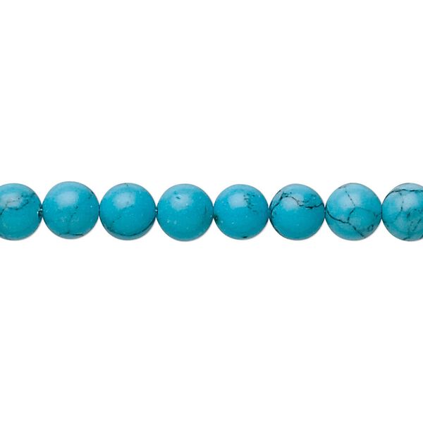 Bead, "turquoise" (resin) (imitation), 6mm round. Sold per 15-1/2" to 16" strand. image number 0