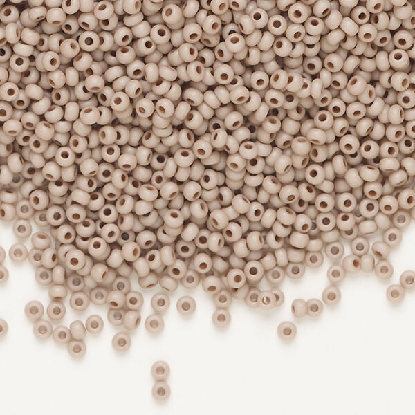 Seed bead, Preciosa Ornela Czech glass, 1pkg50g, 2.0-2.2mm rocaille, opaque matte terra dyed mocha chalkwhite (06415) image number 0