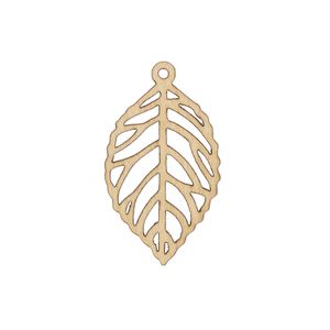 Drop, sugar maple (natural), 25x15.5mm single-sided laser-cut leaf with cutout design. Sold individually.