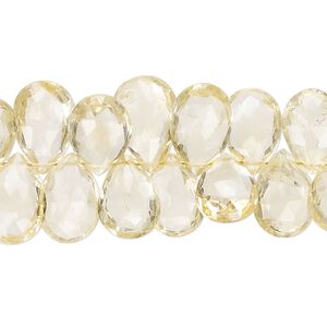 Citrine 1pkg1, hand-cut top-drilled faceted puffed teardrop bead 8 inch graduated 10x7mm-14x9mm