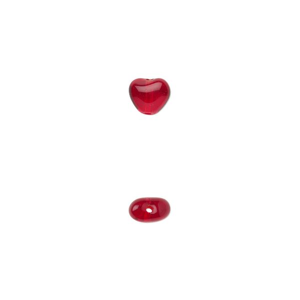 Bead, Czech pressed glass, ruby red, 6.5x6mm heart. Sold per 15-1/2" to 16" strand, approximately 65 beads. image number 0