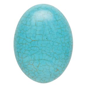 Cabochon, "turquoise" (resin) (imitation), 40x30mm calibrated oval with matrix. Sold individually.