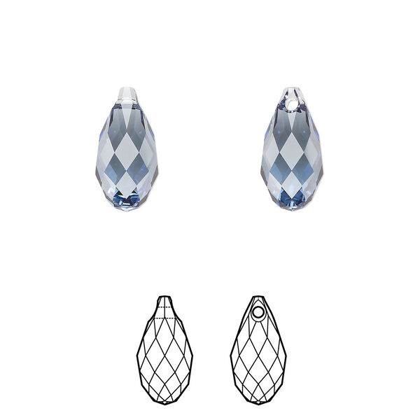 Briolette 144pk denim blue, Swarovski® 13x6.5mm pendant drop 6010 image number 0