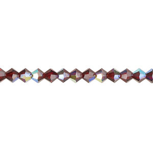 Bead 1pkg144 vivid Siam AB, Preciosa Czech crystal, 4mm bicone