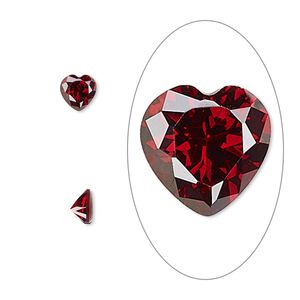 Gem, cubic zirconia, garnet red, 5mm faceted heart, Mohs hardness 8-1/2. Sold per pkg of 2.