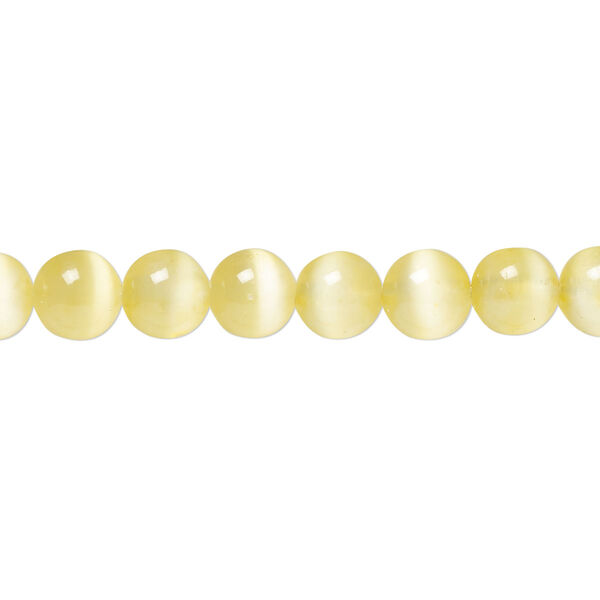 Bead, selenite (dyed / coated), pkg/16 inches, 6mm round, B+ grade, yellow. image number 0