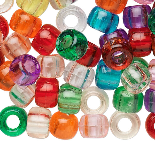 Pony bead mix, acrylic, transparent multicolored, 9x6mm. Sold per pkg of 900. image number 0