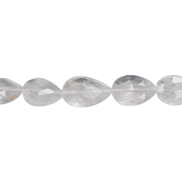 Rainbow moonstone 1pkg1, hand-cut flat faceted teardrop bead natural 15.5-16 inch 9x7mm image number 0