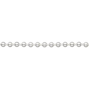 Chain 1pkg1 silver-plated ball, 2.4mm, steel 50 foot unfinished